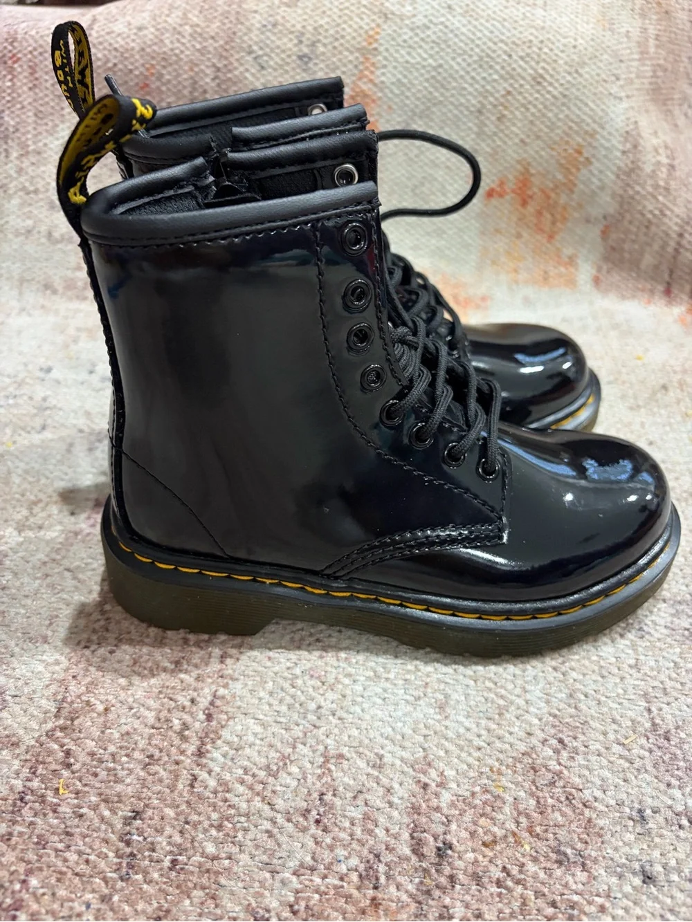Dr. Martens Black Patent Lace-Up Kids Boot 12